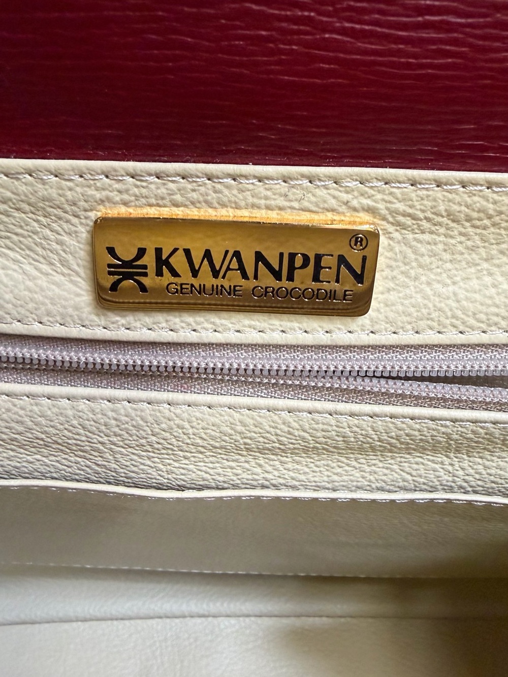 KEWANPEN Burgundy genuine Crocodile Top-Handle Satchel with Gold Hardware - Picture 2 of 9